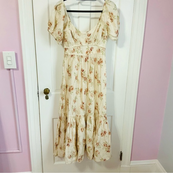 Love Shack Fancy Floral Linen Maxi Dress - Picture 1 of 6